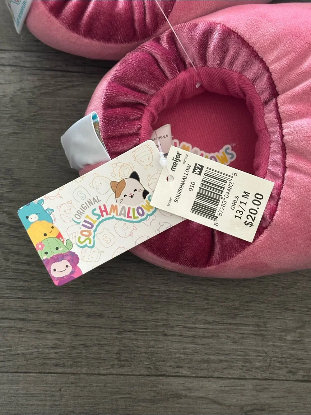 Girls Squishmallows pink rozy raccoon slippers size 13/1 M